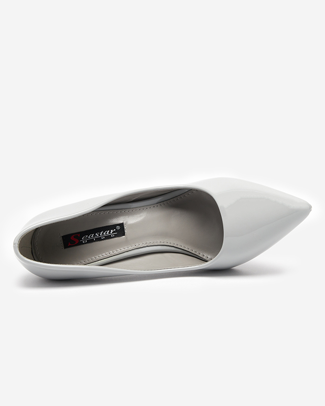 Šedé dámske lakované lodičky na vysokom opätku Merier - Oblečenie