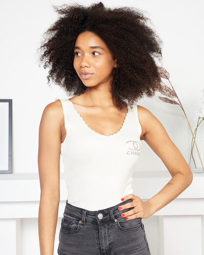 Dámsky krémový elastický top na traky - oblečenie