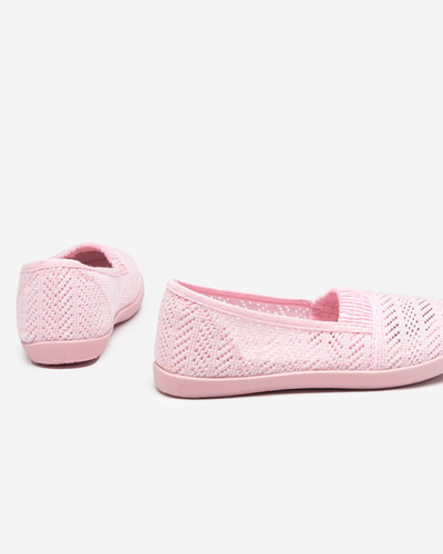 OUTLET Svetloružové detské slip on tenisky s prelamovaným zvrškom Qey-Shoes