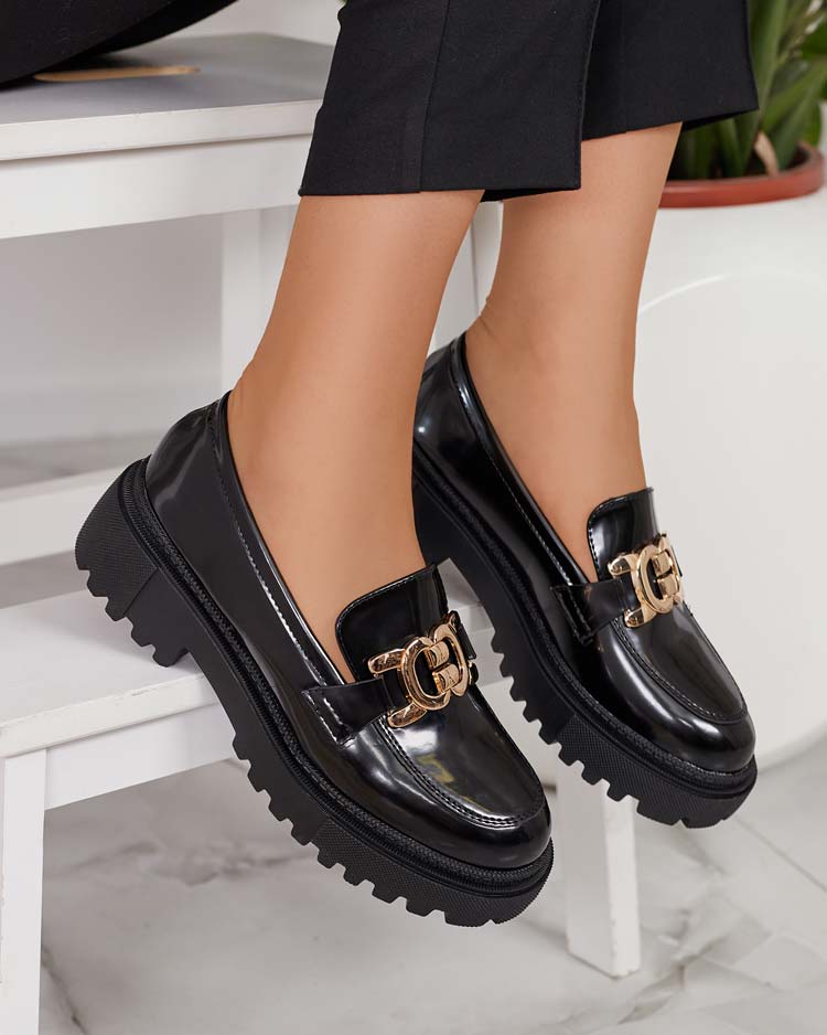 Royalfashion Dámske lakované mokasíny Bevevra