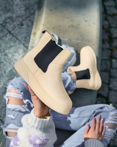 Royalfashion Béžové dámske čižmy a'la snow boots Uteris