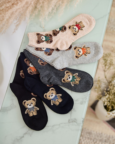 Royalfashion Viacfarebné dlhé dámske ponožky s medvedíkmi 5 ks