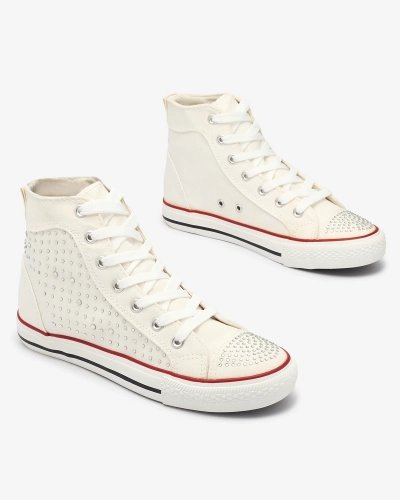 Biele vysoké tenisky so zirkónmi Totulu- Obuv