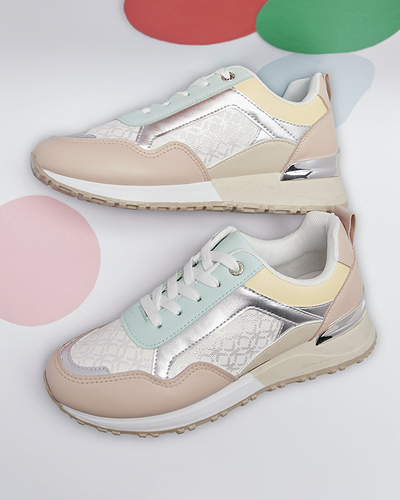 Dámska béžovo-ružová šnurovacia športová obuv Mnerio- Obuv