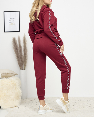 Dámska zateplená mikinová súprava bordovej farby - Oblečenie