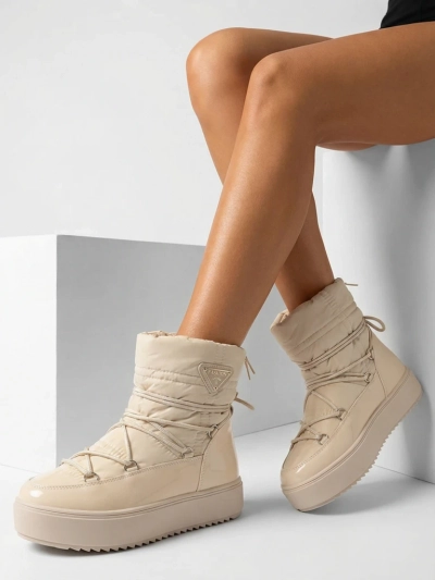 Royalfashion Dámske slip-on čižmy a'la snow boots v béžovej farbe Vevnose