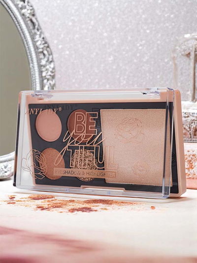 Paleta 4 očných tieňov s trblietkami a rozjasňovačom Ruby Glamour