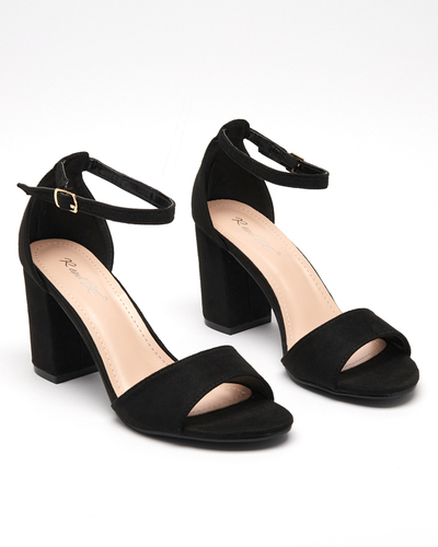 Čierne dámske eko semišové sandále na stĺpiku Mokafi - Obuv