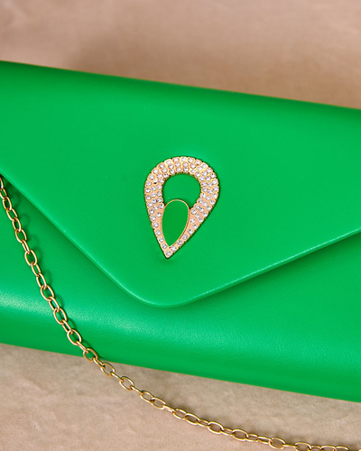 Royalfashion Zelená dámska spojková taška