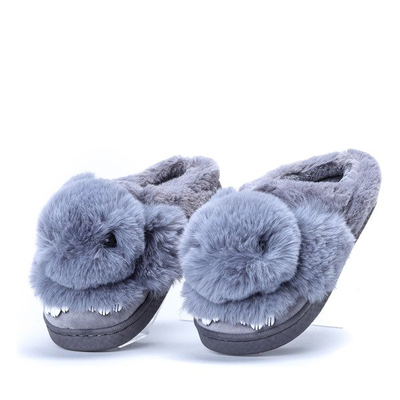 Szare kapcie z króliczkiem Bonny - Obuwie