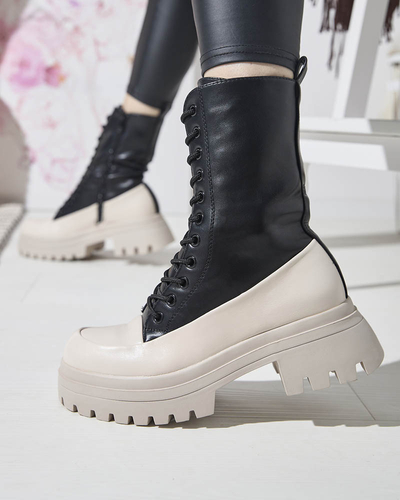 Čierno-béžové dámske vysoké čižmy Susker - Obuv