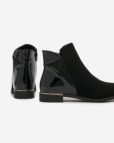 Royalfashion Čierne dámske čižmy so zirkónmi Overlissa