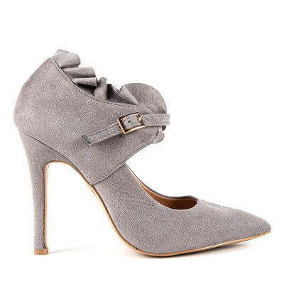 Šedé podpätky Chantel Frill - Obuv