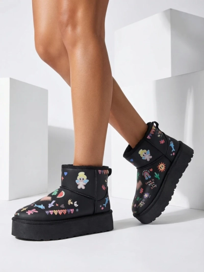 Royalfashion Krátke snehové topánky pre ženy so štýlom obuvi s nálepkami Hanaga