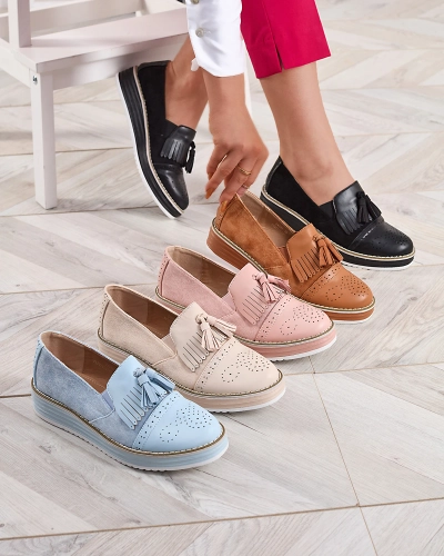 Ružové dámske poltopánky na nízkom podpätku Veolita- Obuv