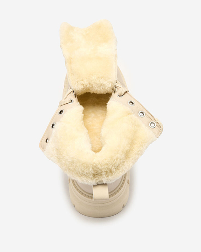 Royalfashion Béžové dámske zateplené traperské čižmy Hogenaf