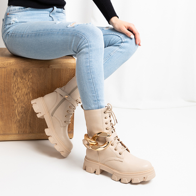 Béžové členkové tašky Iwis- Obuv