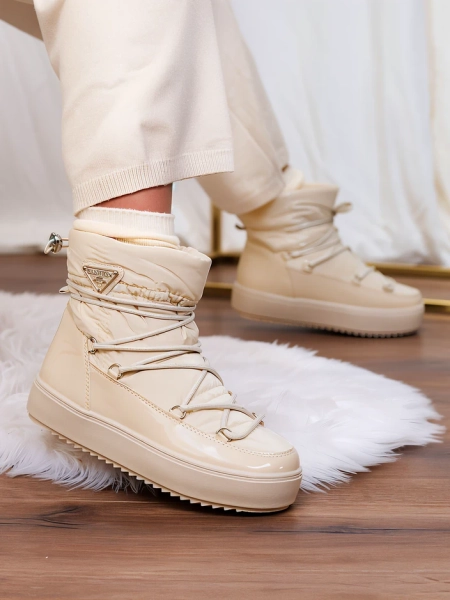 Royalfashion Dámske slip-on čižmy a'la snow boots v béžovej farbe Vevnose