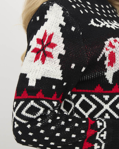 Dámske vianočné čierne svetrové šaty - Oblečenie