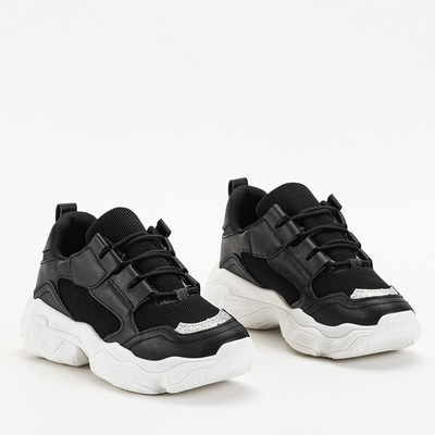 OUTLET Čierna dámska športová obuv na platforme so striebornými vložkami Verica - Obuv