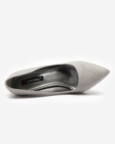 OUTLET Šedé dámske eko semišové lodičky na špendlíku Menitik - Oblečenie