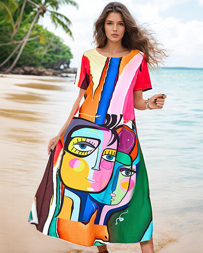 Royalfashion Dámske šaty so vzorovanou potlačou