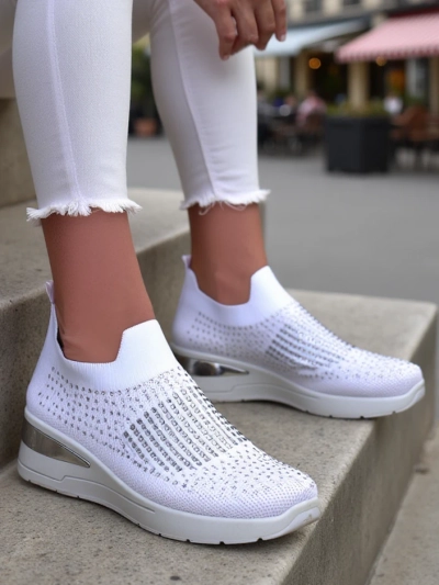 Royalfashion Klzné dámske wedge tenisky s rhinestones Qelavise
