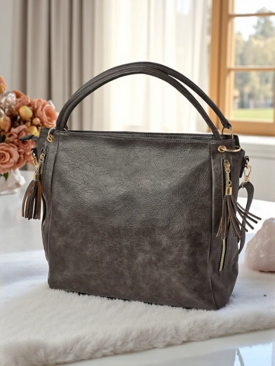 Ženska usnjena torba Artemida Vera – siva eleganca in funkcionalnost