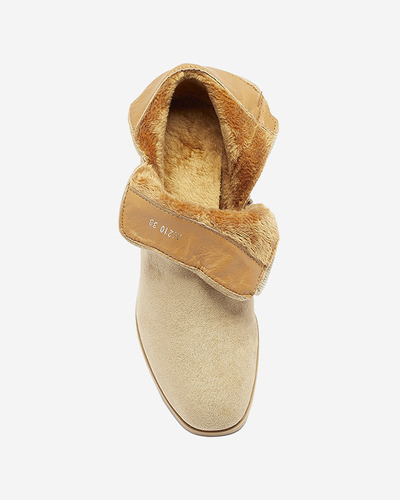 OUTLET Dámske čižmy z eko-semišu v svetlohnedej farbe Frenas - Obuv