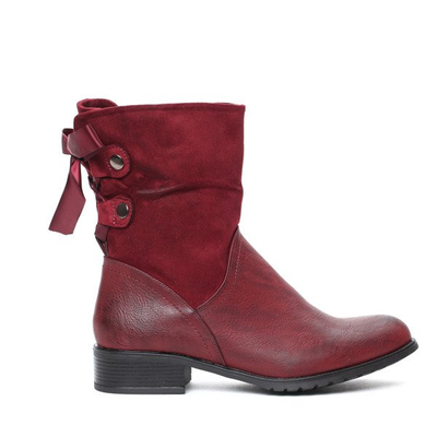 Bordowe botki Francesca- Obuwie