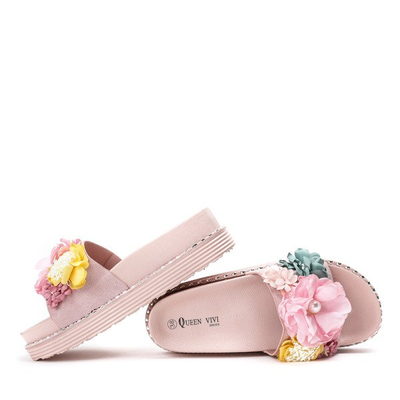 Růžové žabky na platformě s květinami Susana - Obuv 1