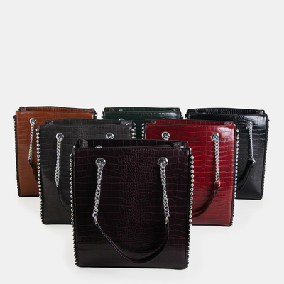 Dámska červená kabelka s vyrazením hadej kože - Kabelky