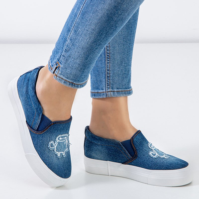 Tmavomodré dámske tenisky na platforme Boatik - Obuv