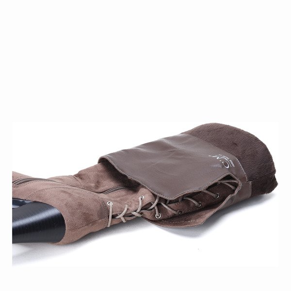 Brązowe botki na słupku Forever Young - Obuwie