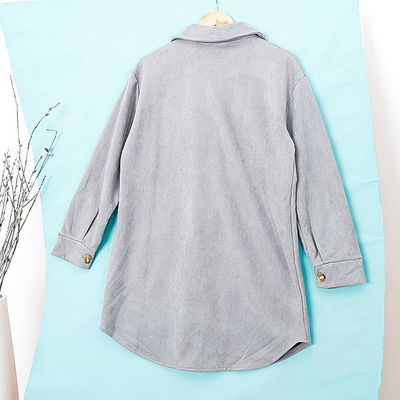 Šedá dámska nadmerná košeľa z eko-semišu - Oblečenie