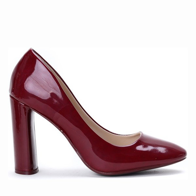 Bordowe czółenka na słupku Dahlia - Obuwie