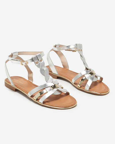 VÝSTUP Strieborno-zlaté dámske ploché sandále Fatop- Obuv