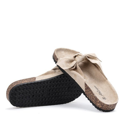 OUTLET Béžové papuče s mašľou Montiana - Obuv