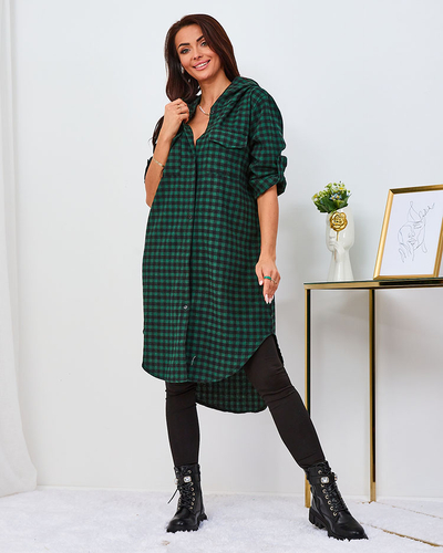 Royalfashion Zelené dámske kárované šaty