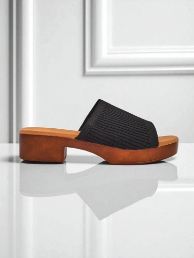 Royalfashion Ženski natikači z nizko peto Ribbed Grace
