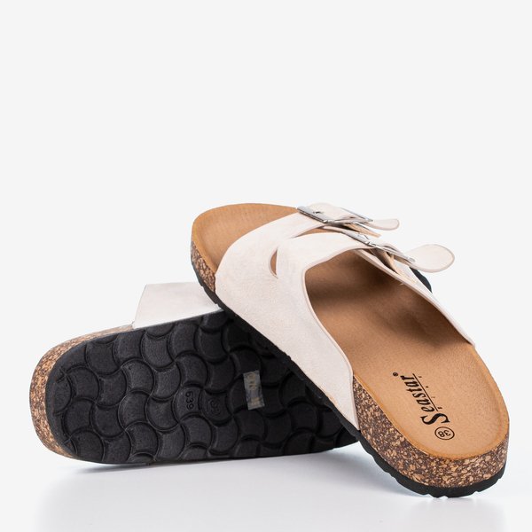 OUTLET Béžové dámske papuče s prackami Salala - Obuv