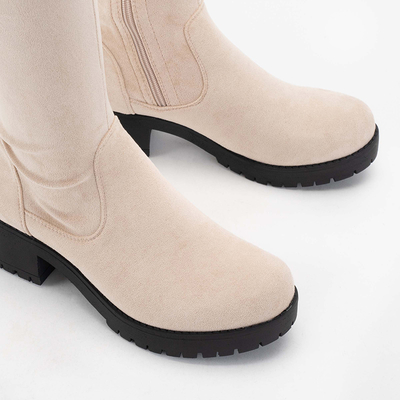 Béžové čižmy pod kolená Erwinet - Obuv