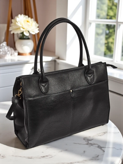 Ženska torba Aristea Nero črno eko usnje 41x31 elegantna