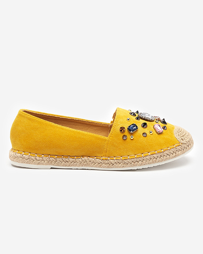 OUTLET Žlté eko semišové espadrilky pre ženy s kubickými zirkónmi Mediros - Obuv