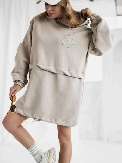 Royalfashion Ženské bavlnené mini šaty s kapucňou typu