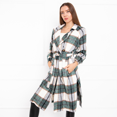 Dámska dlhá kockovaná košeľa zelenej farby - Oblečenie