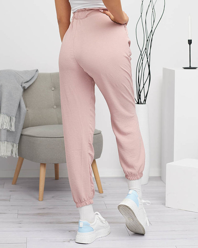 Dámske látkové nohavice ružovej PLUS SIZE - Oblečenie