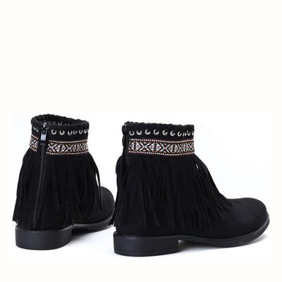 Czarne botki w azteckie wzory Maddie - Obuwie