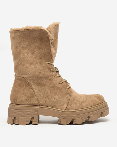 Royalfashion Svetlohnedé dámske šnurovacie čižmy Cavenma