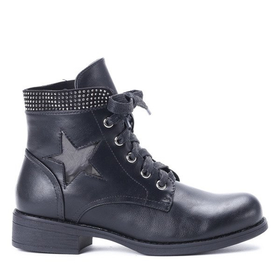 Czarne workery z gwiazdką Kaia - Obuwie